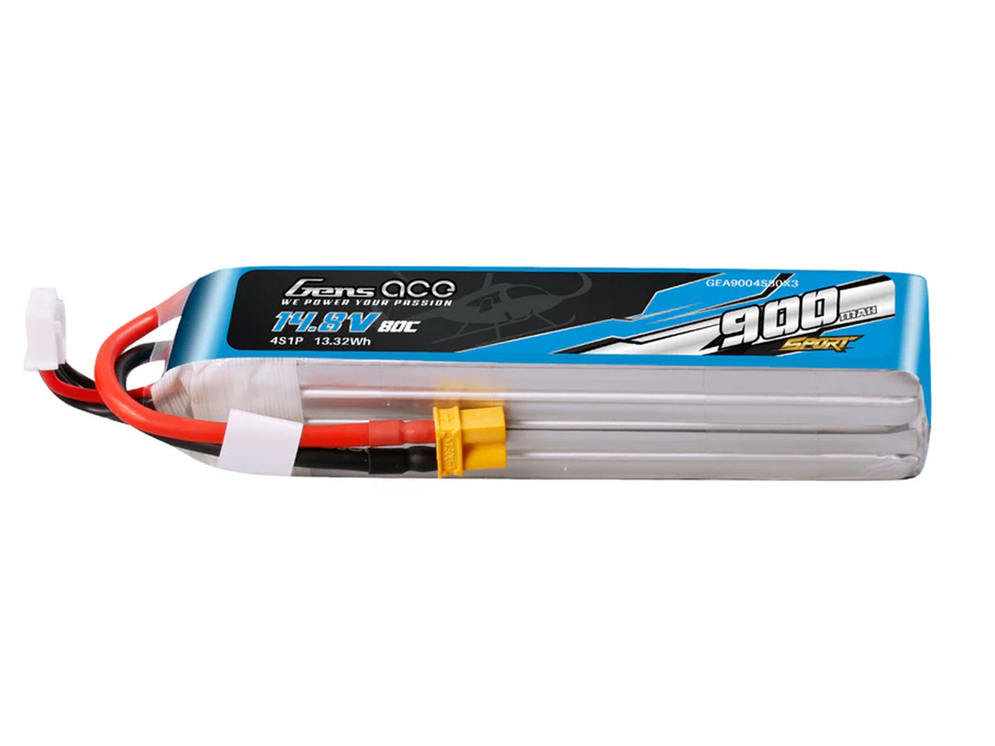 Gens Ace Li-Po Sport 4S 14.8V 900mAh 80C with XT30 G4S0900-80X3