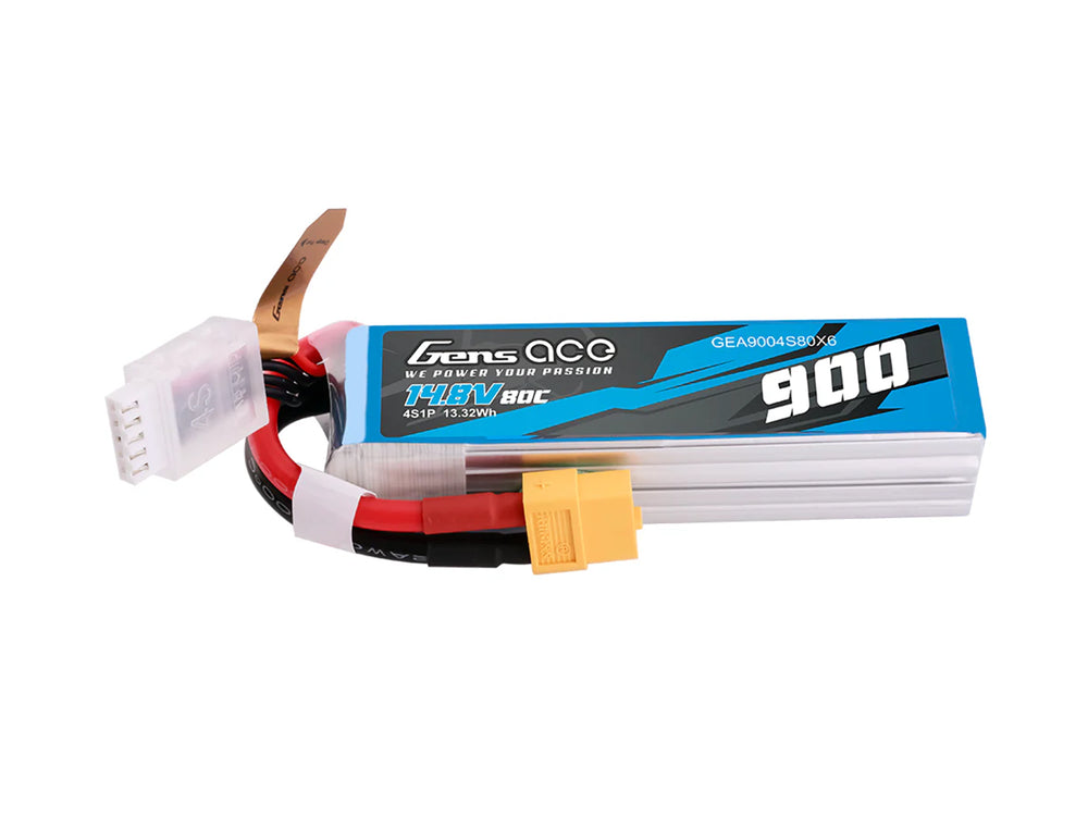 Gens Ace Li-Po 4S 14.8V 900mAh 80C with XT60 G4S0900-80X6