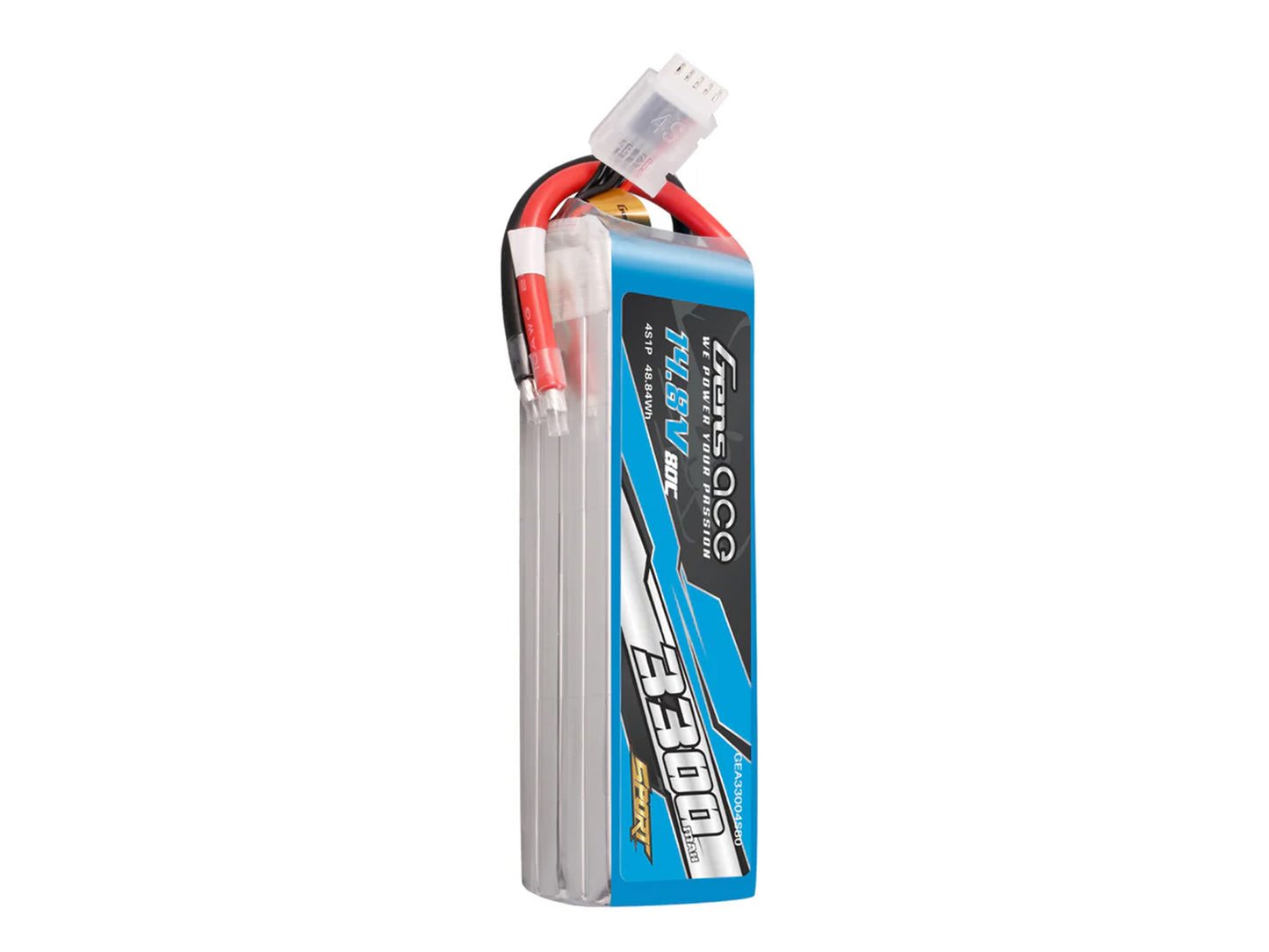 Gens Ace Li-Po Sport 4S 14.8V 3300mAh 80C with No Plug G4S3300-80