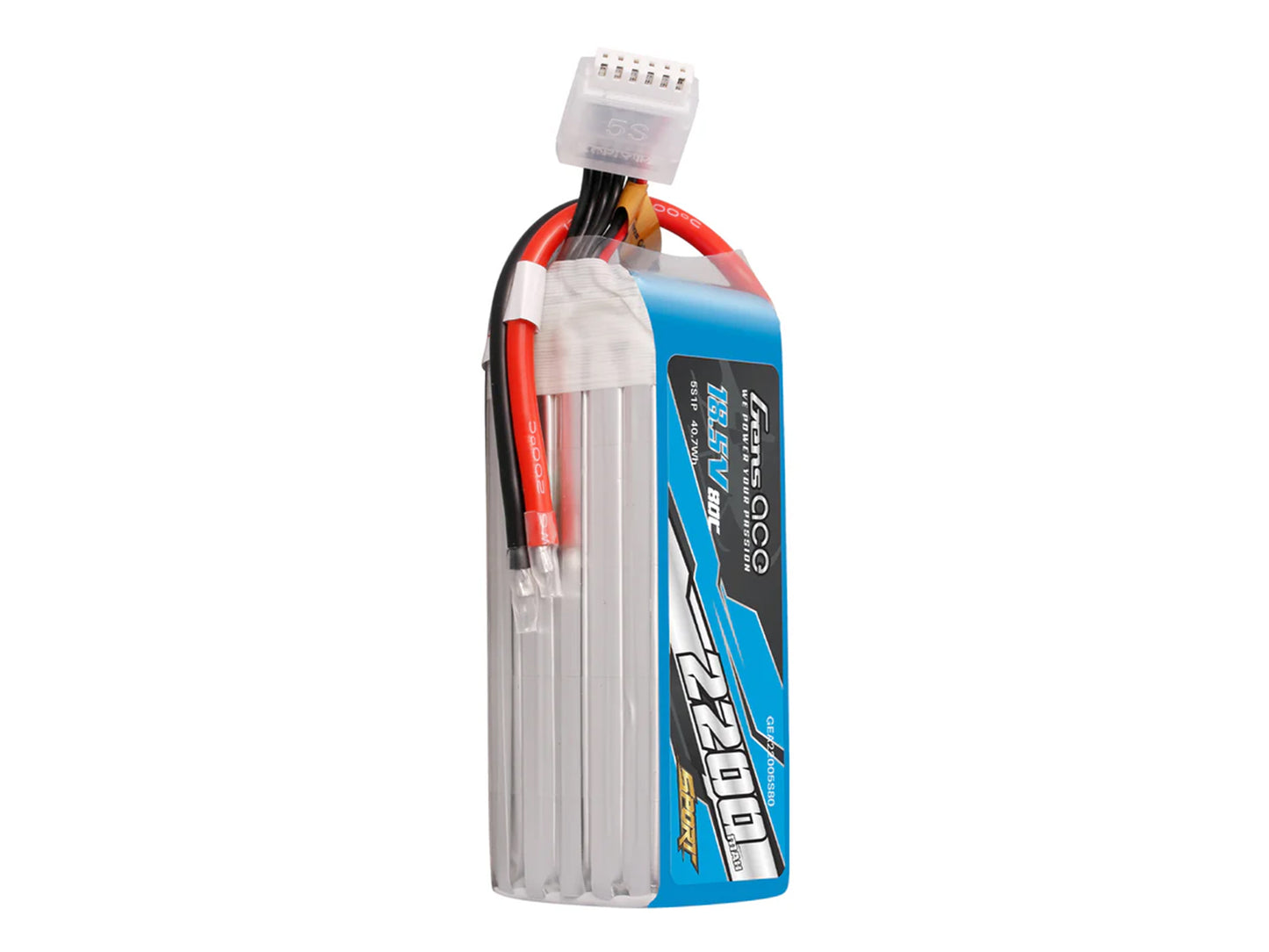 Gens Ace Li-Po Sport 5S 18.5V 2200mAh 80C with No Plug G5S2200-80