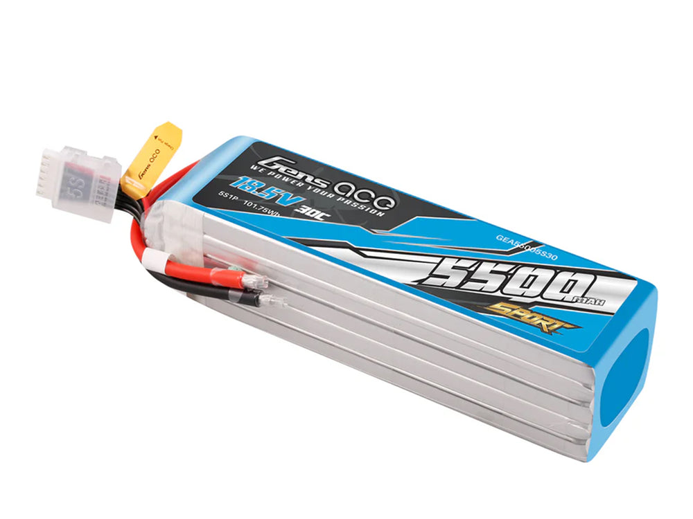 Gens Ace Li-Po Sport 5S 18.5V 5500mAh 30C with No Plug G5S5500-30