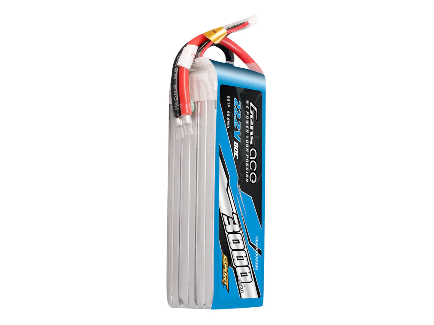 Gens Ace Li-Po Sport 6S 22.2V 3000mAh 80C with No Plug G6S3000-80