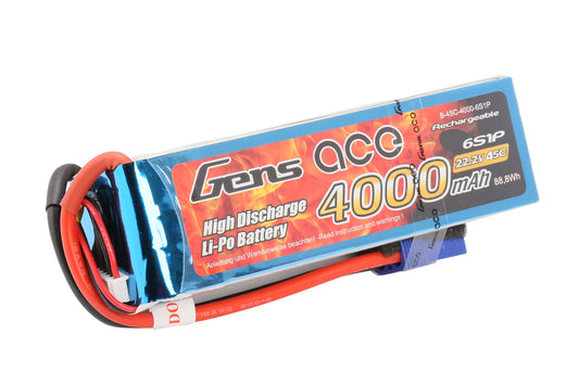 Gens Ace Li-Po 6S 22.2V 4000mAh 45C with EC5 G6S4000-45E5