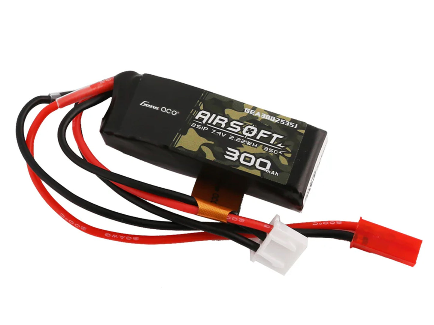 Gens Ace Airsoft 2S 300mAh 35C with JST (HPA Control) GAS2S0300-35J