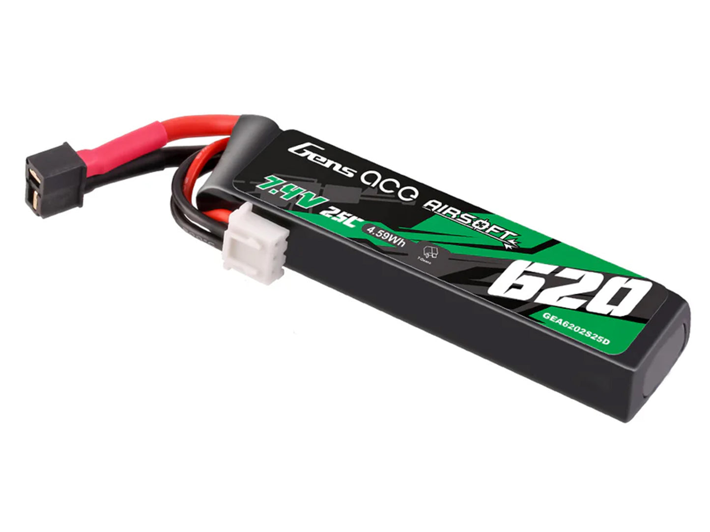 Gens Ace Airsoft 2S 620mAh 25C with Mini Deans (Pistols) GAS2S0620-25MD