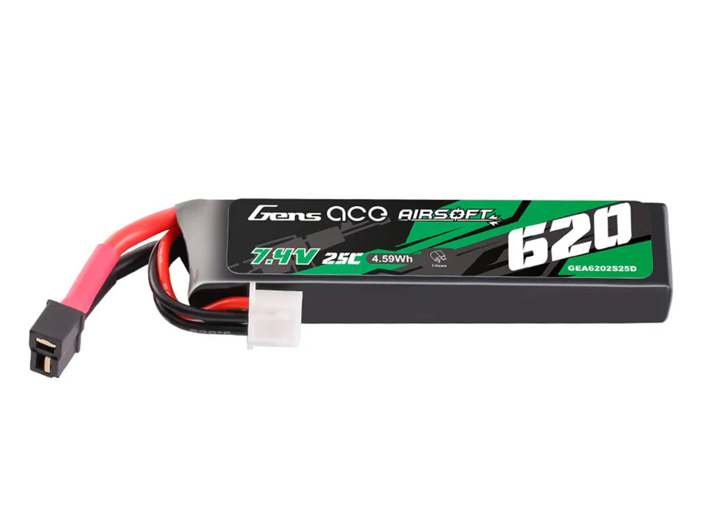 Gens Ace Airsoft 2S 620mAh 25C with Mini Deans (Pistols) GAS2S0620-25MD