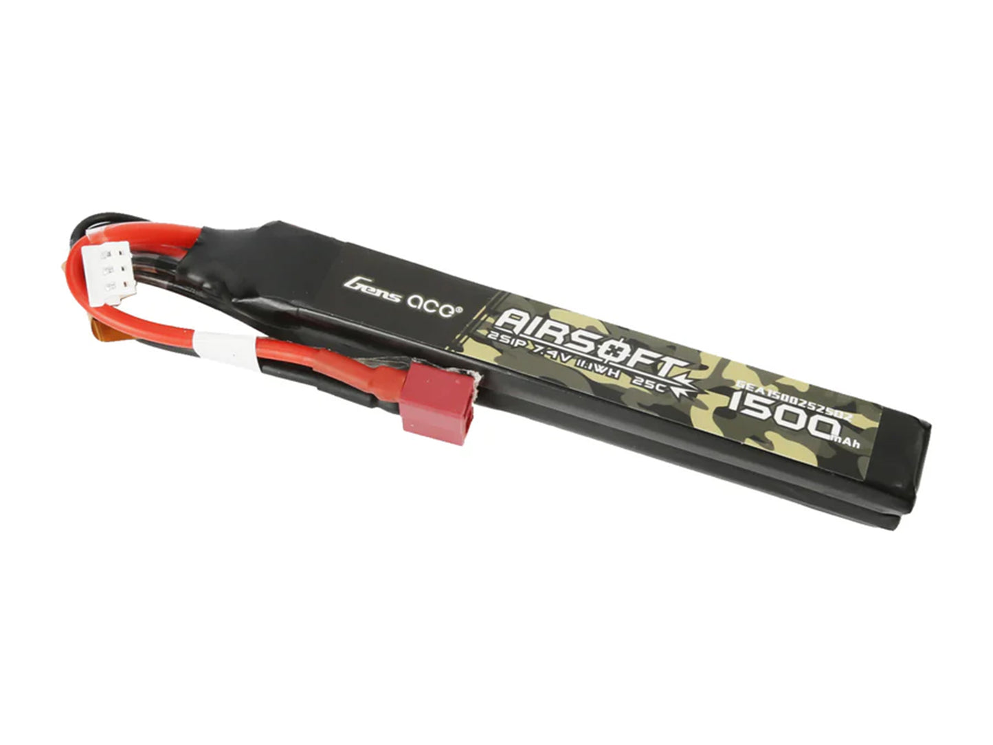Gens Ace AirSoft 2S 1500mAh 25C Twin with Deans (fit Most AEG) GAS2S1500-25D2