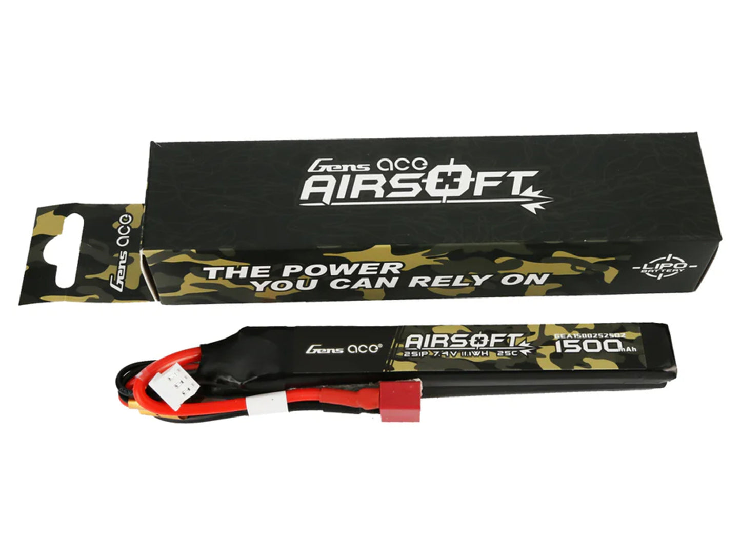 Gens Ace AirSoft 2S 1500mAh 25C Twin with Deans (fit Most AEG) GAS2S1500-25D2