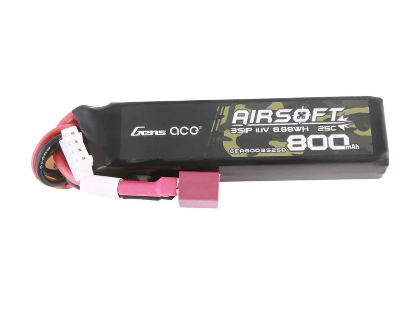 Gens Ace Airsoft 3S 800mAh 25C with Deans (M4 Shorty) GAS3S0800-25D