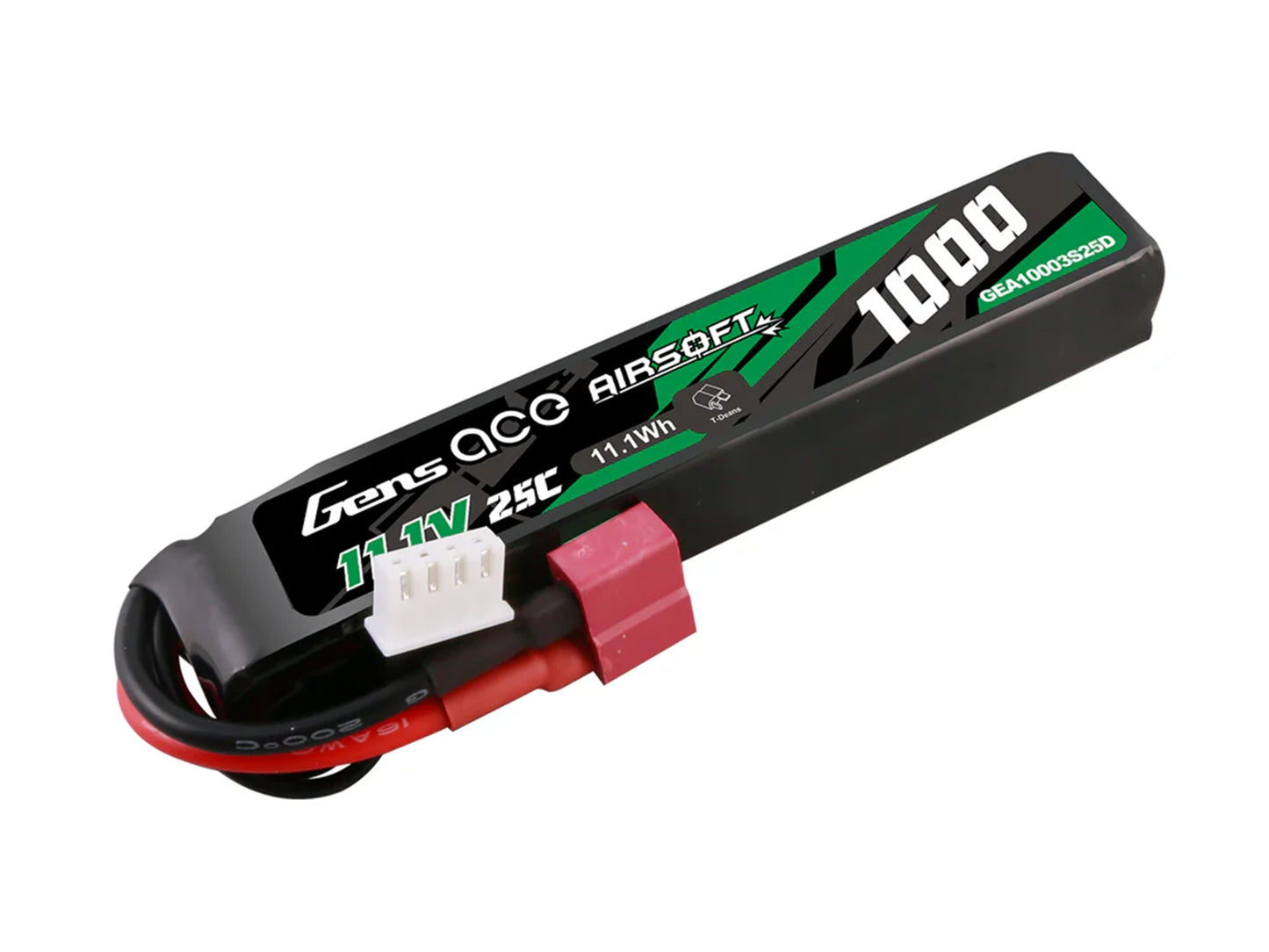 Gens Ace Airsoft 3S 1000mAh 25C with Deans (fit Most AEG) GAS3S1000-25D