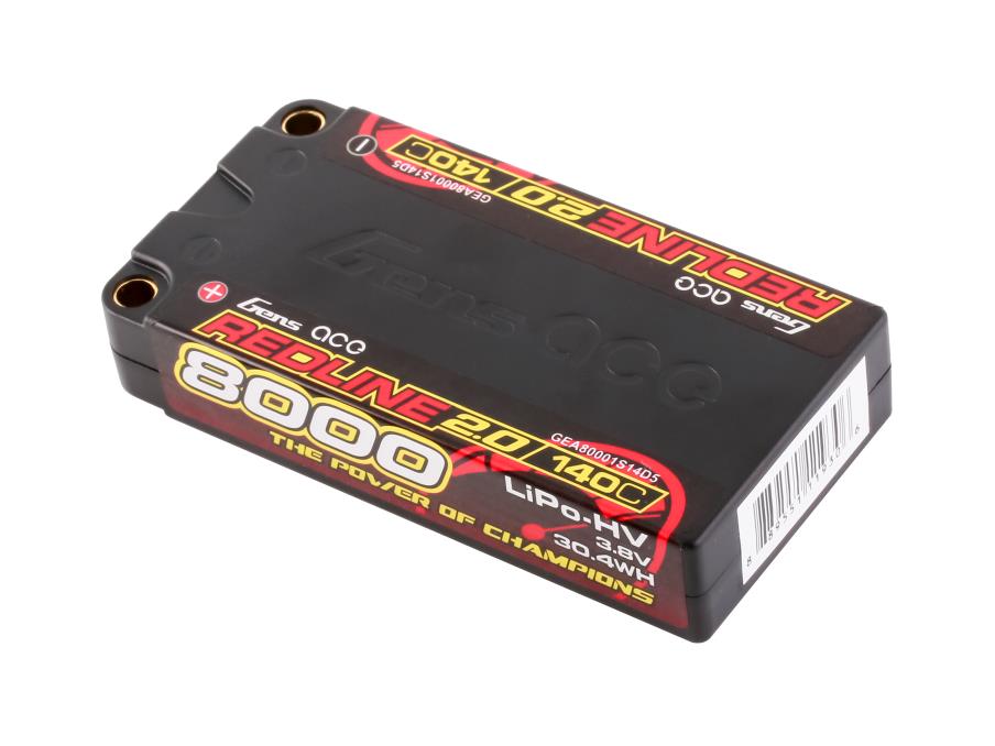 Gens Ace Li-Po HV Car Hard Case 1S2P 3.8V 8000mAh 140C RL2 5mm GC1H8000S-140G5