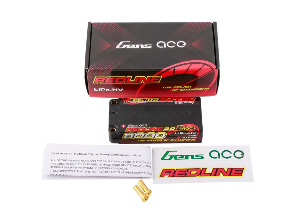 Gens Ace Li-Po HV Car Hard Case 1S2P 3.8V 8000mAh 140C RL2 5mm GC1H8000S-140G5