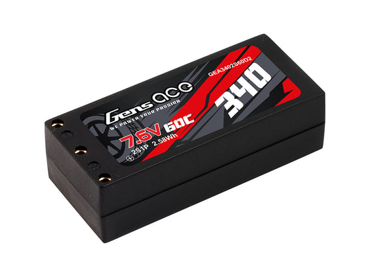 Gens Ace Li-Po HV Car Hard Case 2S 7.6V 340mAh 60C with 2MM GC2H0340-60G2