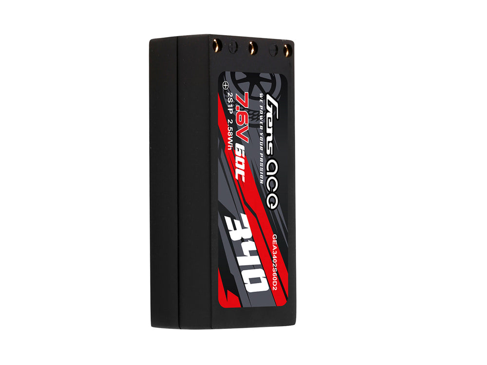 Gens Ace Li-Po HV Car Hard Case 2S 7.6V 340mAh 60C with 2MM GC2H0340-60G2