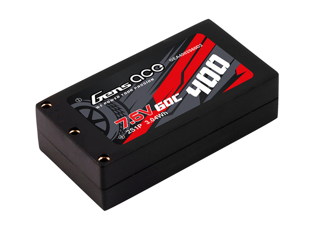 Gens Ace Li-Po HV Car Hard Case 2S 7.6V 400mAh 60C with 2MM GC2H0400-60G2