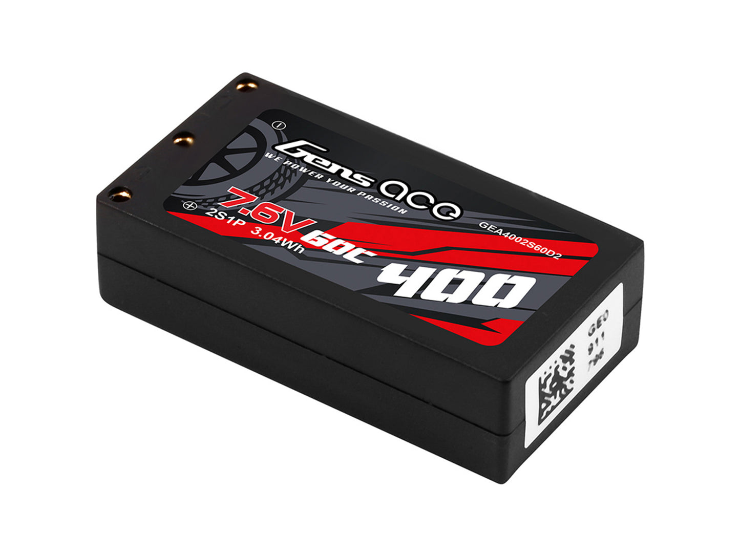 Gens Ace Li-Po HV Car Hard Case 2S 7.6V 400mAh 60C with 2MM GC2H0400-60G2