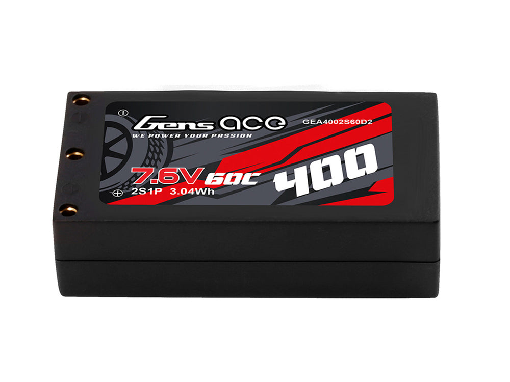 Gens Ace Li-Po HV Car Hard Case 2S 7.6V 400mAh 60C with 2MM GC2H0400-60G2