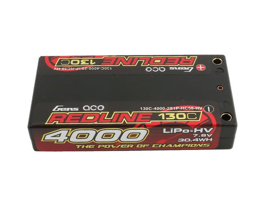 Gens Ace Li-Po HV Car Hard Case 2S 7.6V 4000mAh 130C RL Short 5mm GC2H4000S-130G5