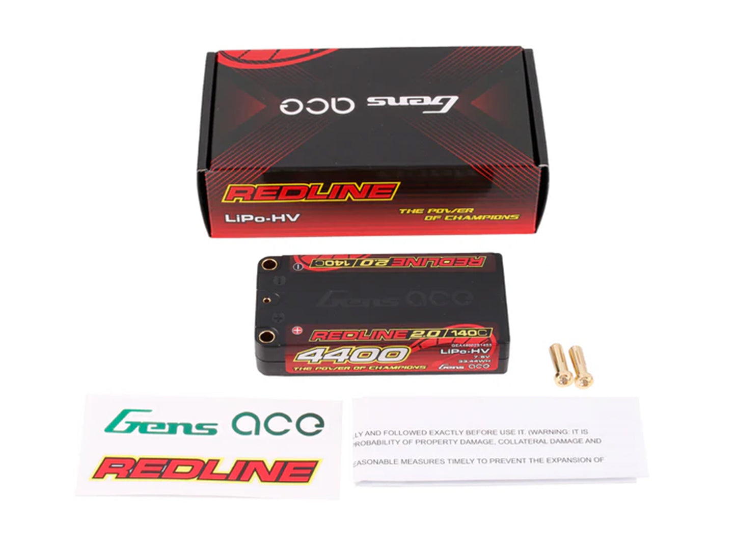 Gens Ace Li-Po HV Car Hard Case 2S1P 7.6V 4400mAh 140C RL2 5mm GC2H4400S-140G5
