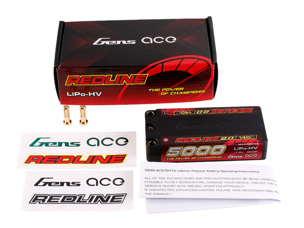 Gens Ace Li-Po HV Car Hard Case 2S1P 7.6V 5000mAh 140C with 5mm GC2H5000-140G5
