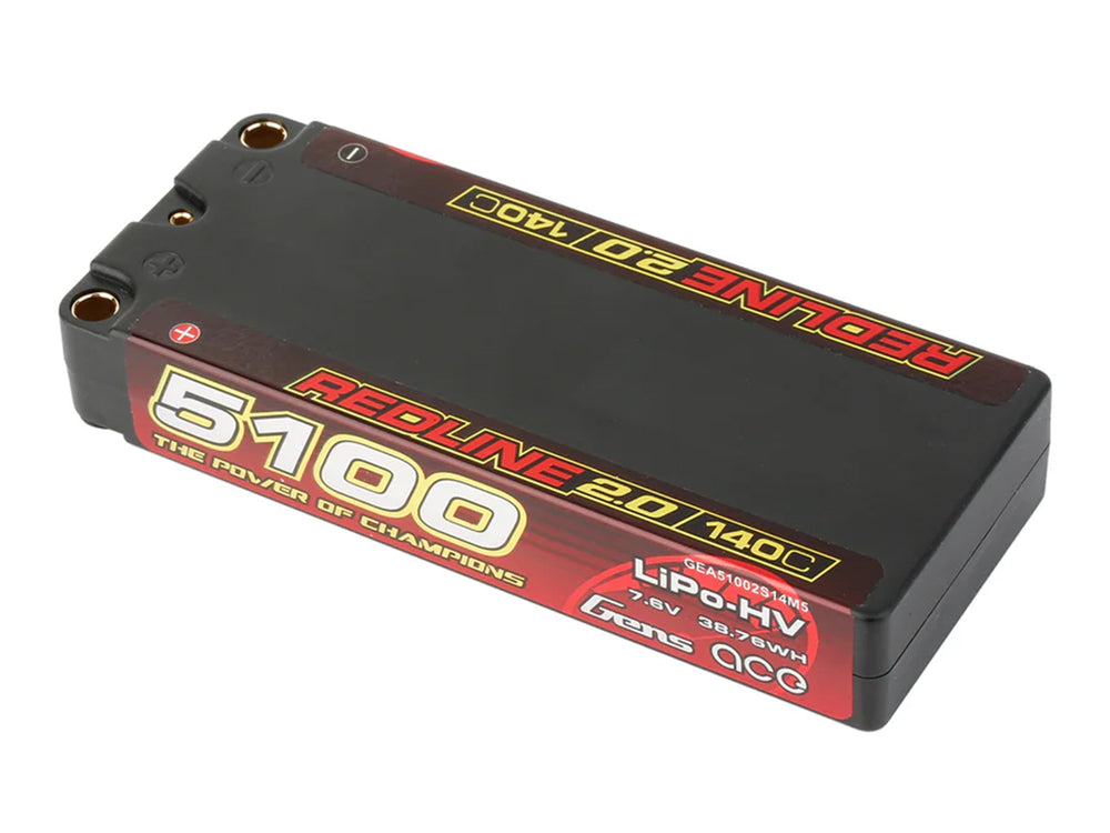 Gens Ace Li-Po HV Car Hard Case 2S1P 7.6V 5100mAh 140C with 5mm GC2H5100-140G5