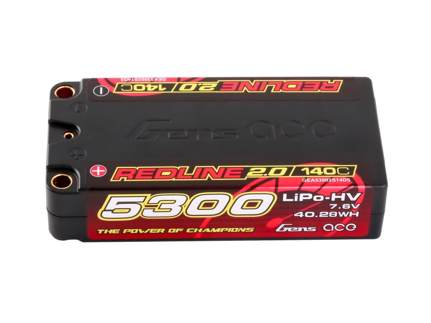 Gens Ace Li-Po HV Car Hard Case 2S2P 7.6V 5300mAh 140C RL2 5mm GC2H5300S-140G5