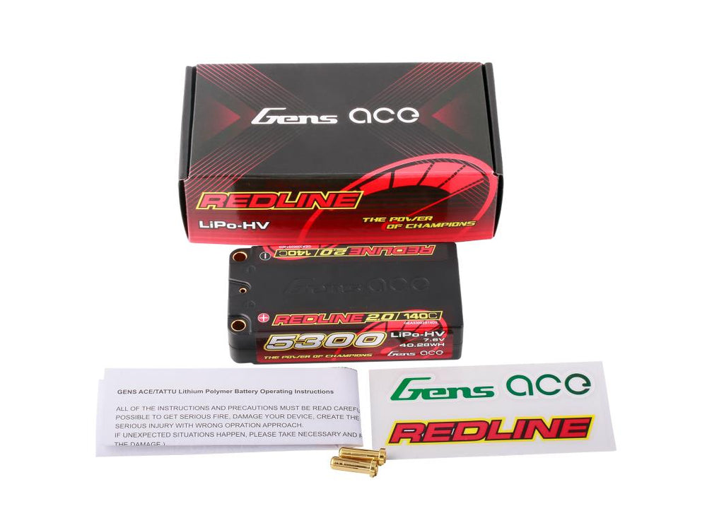 Gens Ace Li-Po HV Car Hard Case 2S2P 7.6V 5300mAh 140C RL2 5mm GC2H5300S-140G5