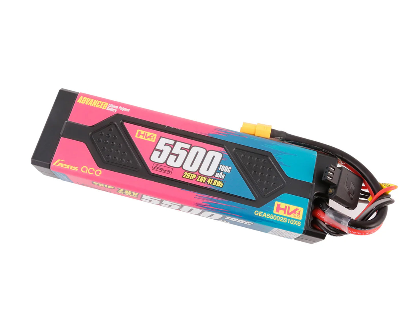 Gens Ace Li-Po Car Hard Case HV 2S 7.4V 5500mAh 100C with XT60 GC2H5500-100X6