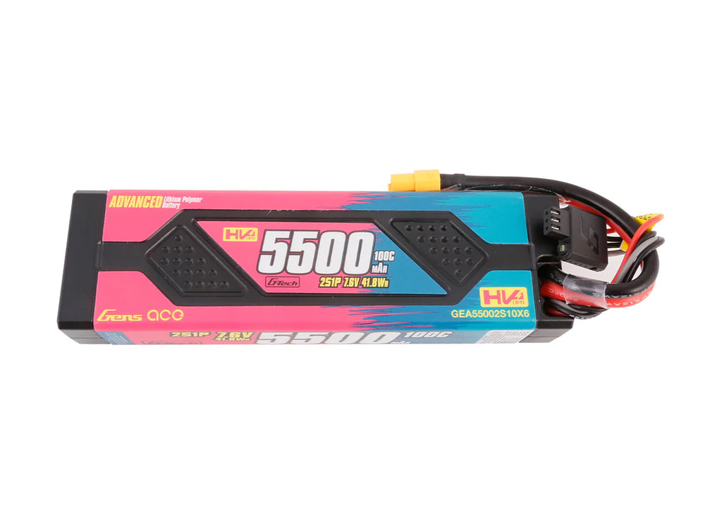 Gens Ace Li-Po Car Hard Case HV 2S 7.4V 5500mAh 100C with XT60 GC2H5500-100X6
