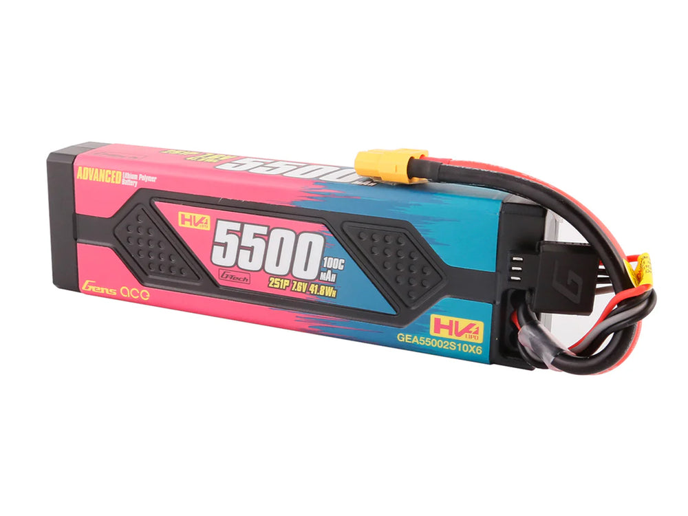 Gens Ace Li-Po Car Hard Case HV 2S 7.4V 5500mAh 100C with XT60 GC2H5500-100X6