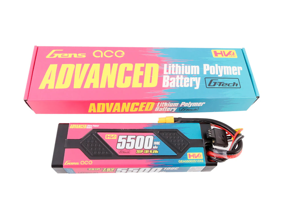 Gens Ace Li-Po Car Hard Case HV 2S 7.4V 5500mAh 100C with XT60 GC2H5500-100X6