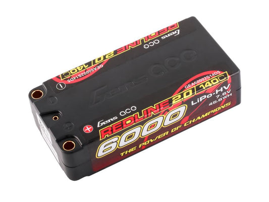 Gens Ace Li-Po HV Car Hard Case 2S2P 7.6V 6000mAh 140C RL2, 5mm GC2H6000S-140G5