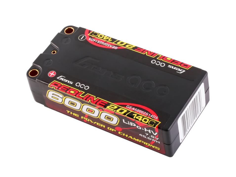 Gens Ace Li-Po HV Car Hard Case 2S2P 7.6V 6000mAh 140C RL2, 5mm GC2H6000S-140G5