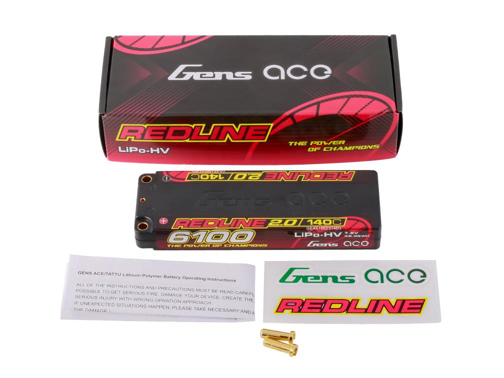 Gens Ace Li-Po HV Car Hard Case 2S1P 7.6V 6100mAh 140C RL2 w/5mm GC2H6100-140G5