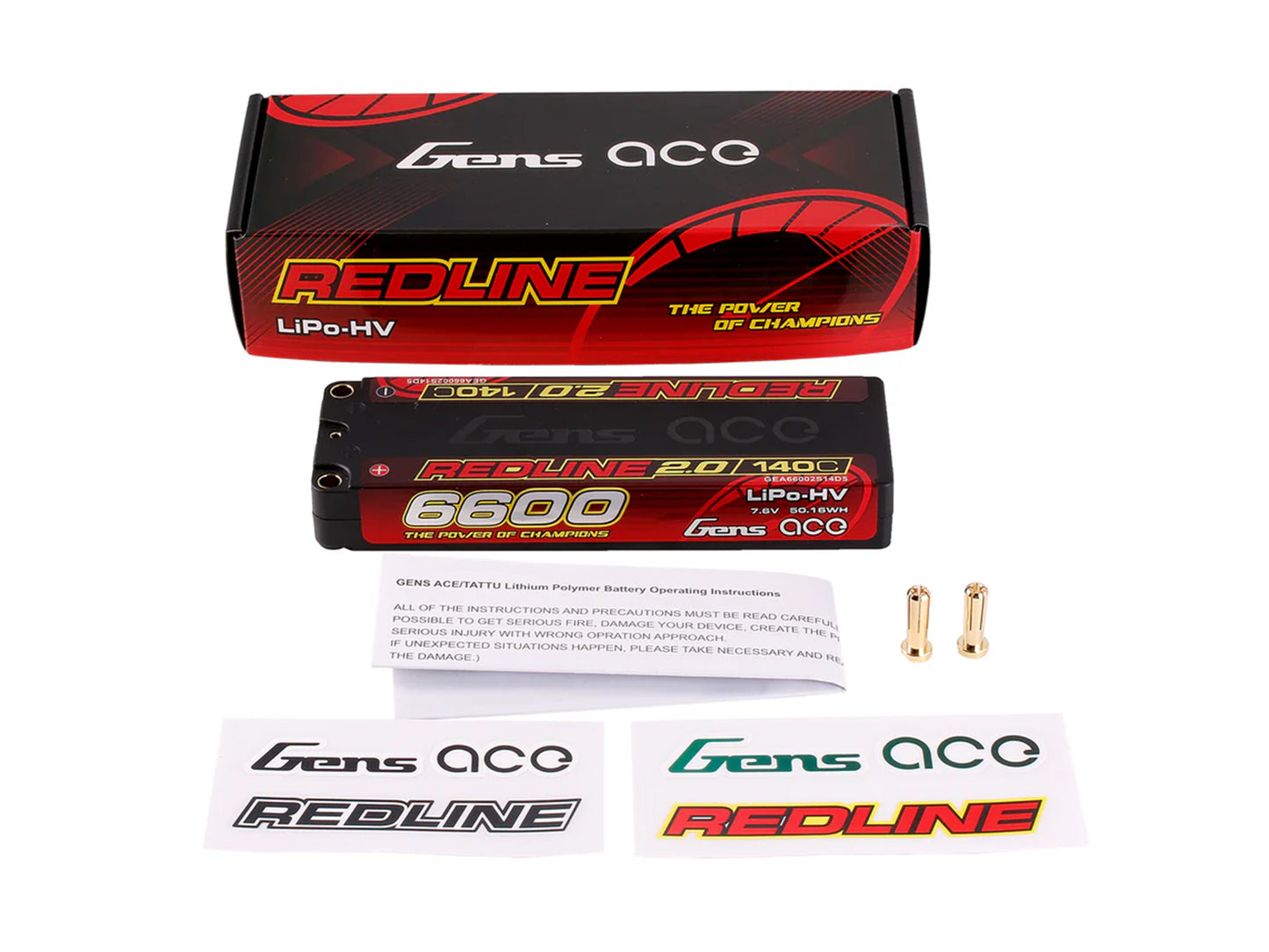 Gens Ace Li-Po HV Car Hard Case 2S1P 7.6V 6600mAh 140C with 5mm GC2H6600-140G5