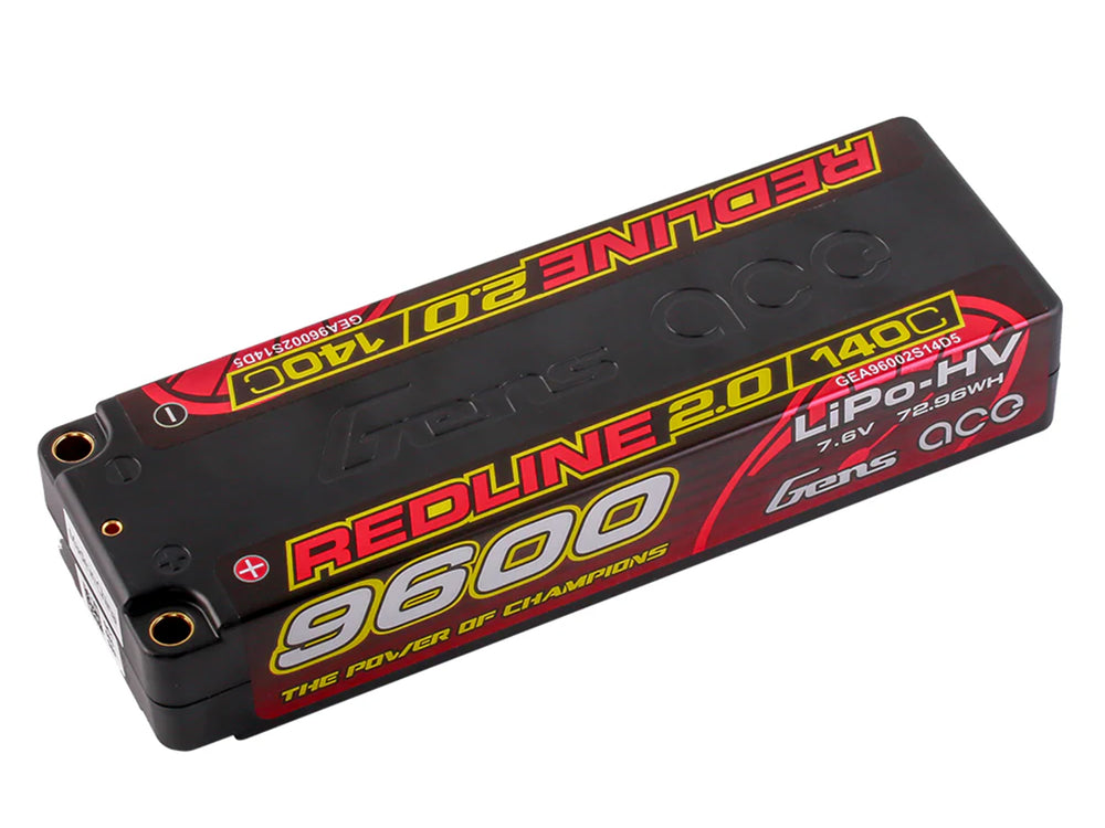 Gens Ace Li-Po HV Car Hard Case 2S 7.6V 9600mAh 140C RL2 5mm GC2H9600-140T