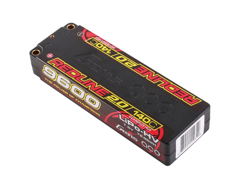 Gens Ace Li-Po HV Car Hard Case 2S 7.6V 9600mAh 140C RL2 5mm GC2H9600-140T