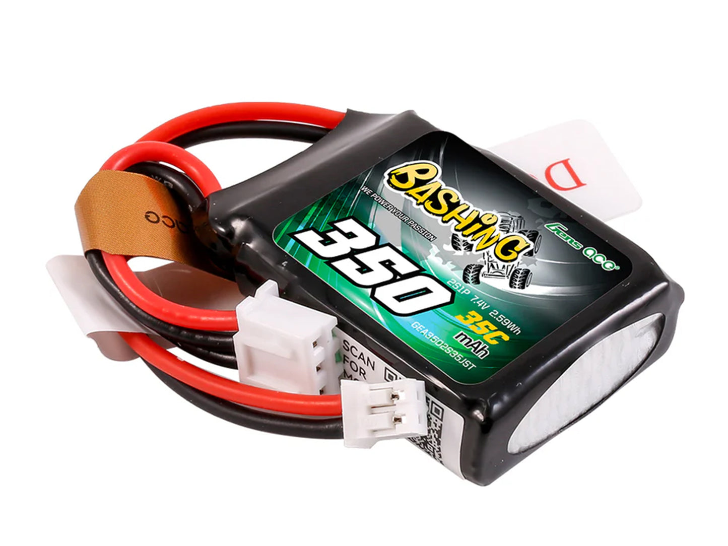 Gens Ace Li-Po 2S 7.4V 350mAh 35C with JST-PH (Micro B/T) GC2S0350-35PH