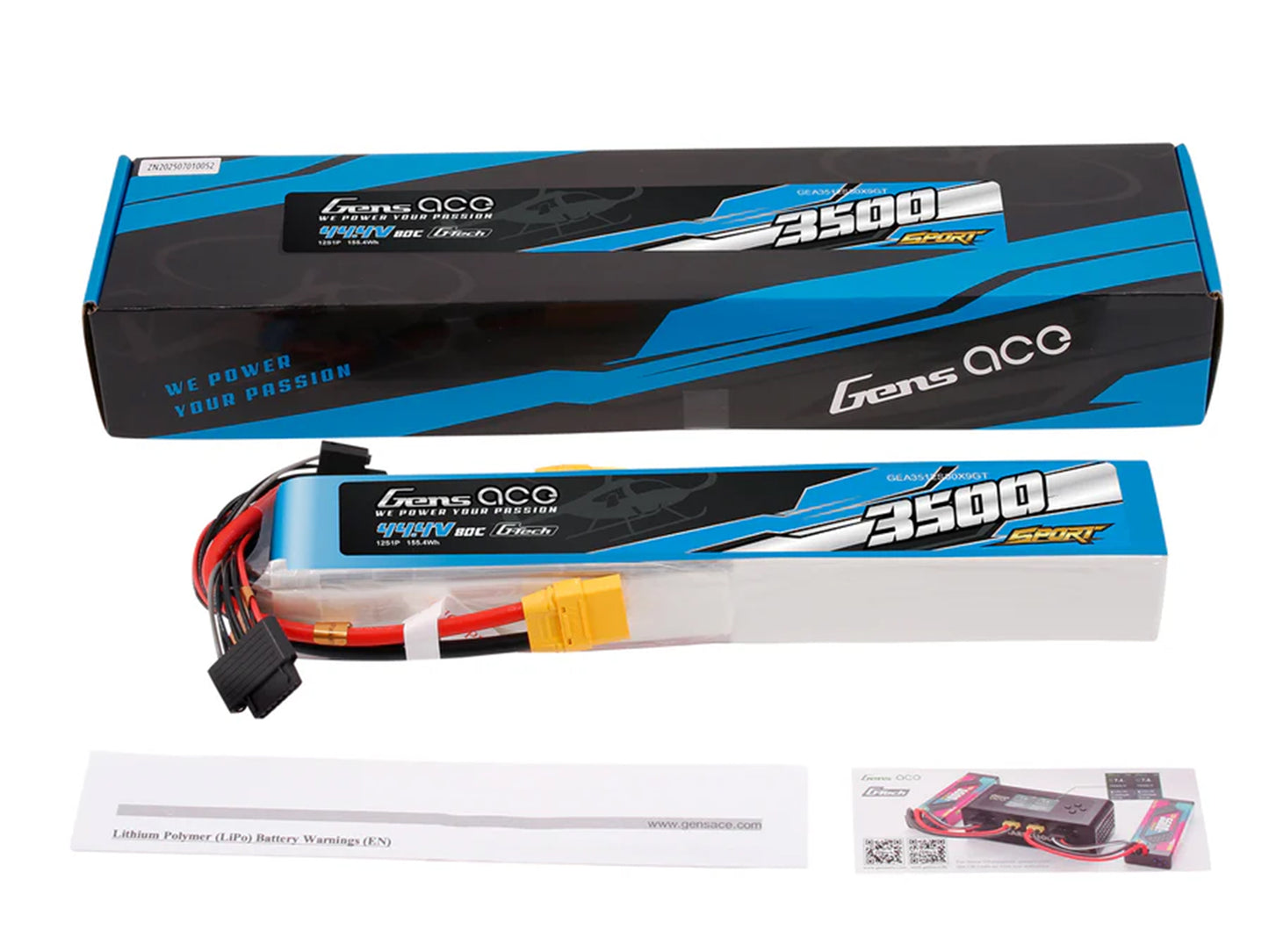 Gens Ace Li-Po Sport 12S 44.4V 3500mAh 80C with XT90 GT12S3500-80X9