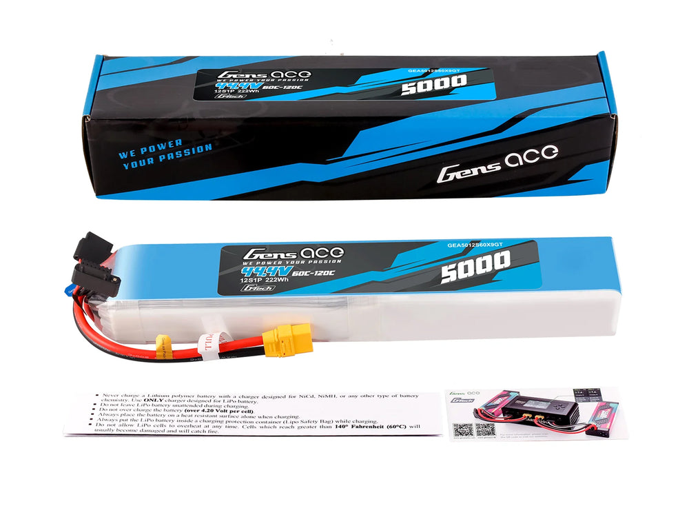 Gens Ace Li-Po G-Tech 12S 44.4V 5000mAh 60C with XT90 GT12S5000-60X9