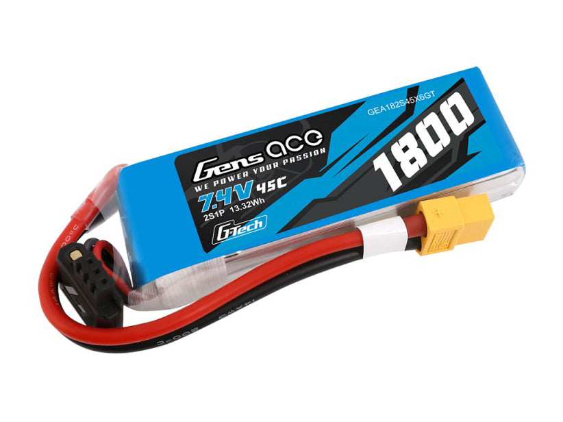 Gens Ace Li-Po G-Tech 2S 7.4V 1800mAh 45C with XT60 GT2S1800-45X6