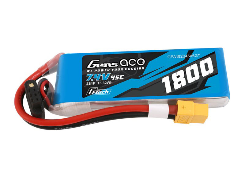 Gens Ace Li-Po G-Tech 2S 7.4V 1800mAh 45C with XT60 GT2S1800-45X6