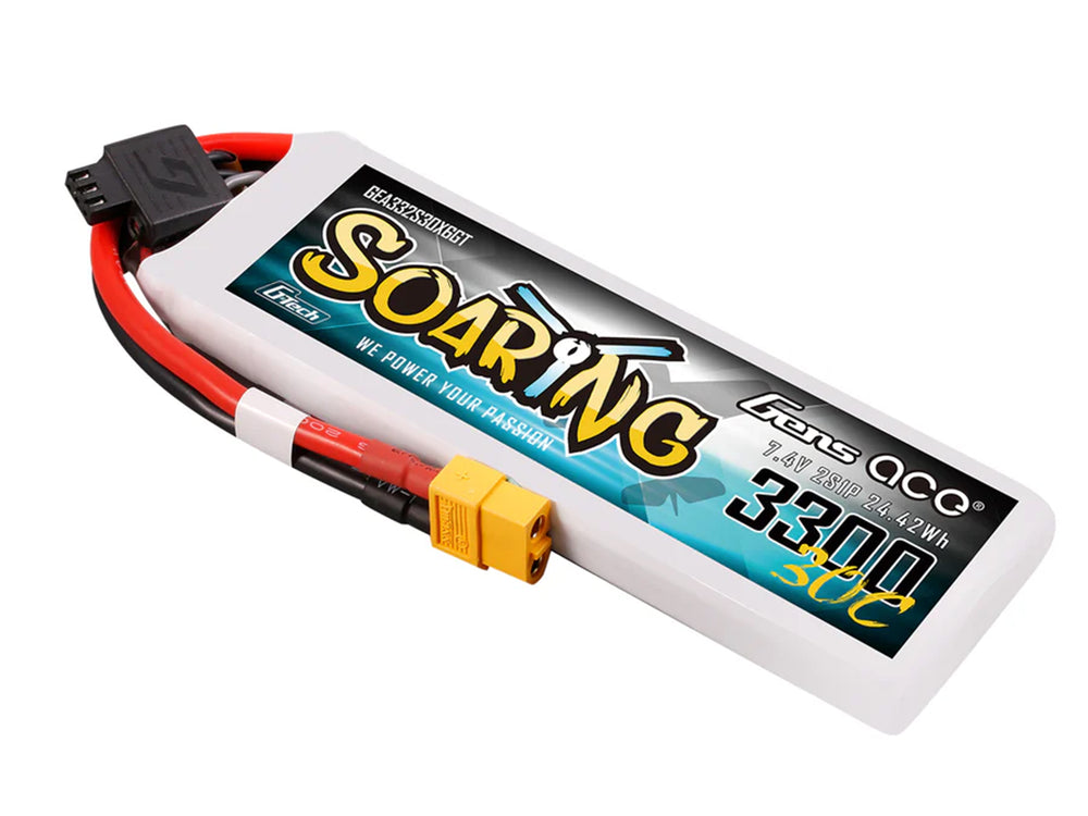 Gens Ace Li-Po G-Tech 2S 7.4V 3300mAh 30C Soaring with XT60 GT2S3300-30X6