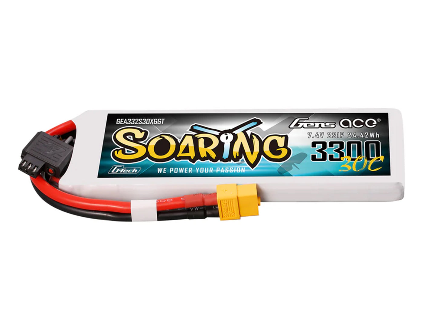 Gens Ace Li-Po G-Tech 2S 7.4V 3300mAh 30C Soaring with XT60 GT2S3300-30X6