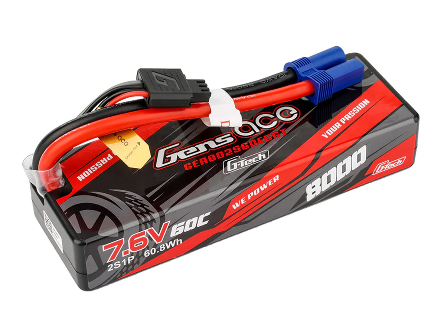 Gens Ace Li-Po Hard Case G-Tech 2S 7.6V 8000mah 60C with EC5 GT2S8000-60E5