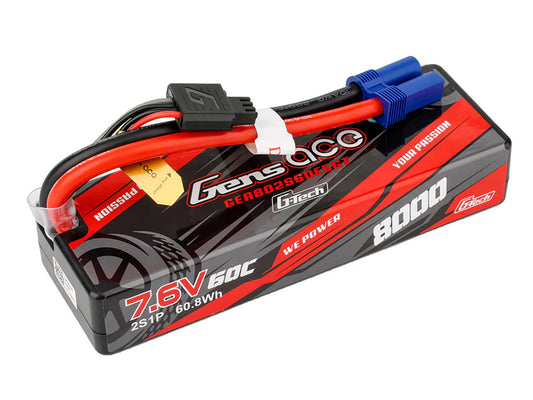 Gens Ace Li-Po Hard Case G-Tech 2S 7.6V 8000mah 60C with EC5 GT2S8000-60E5