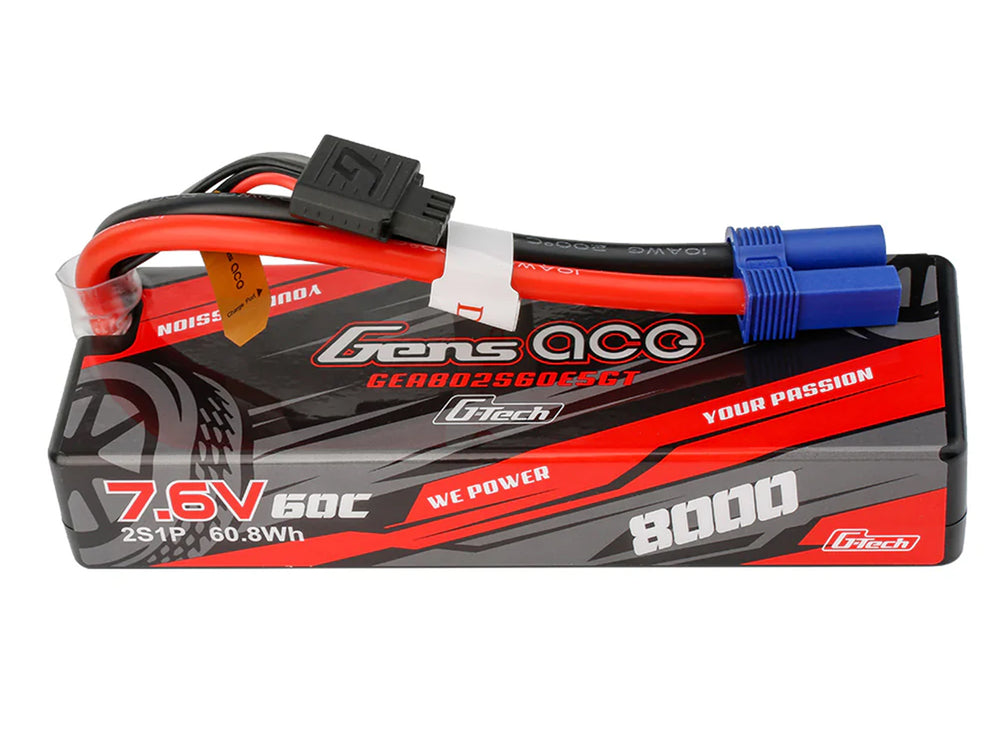 Gens Ace Li-Po Hard Case G-Tech 2S 7.6V 8000mah 60C with EC5 GT2S8000-60E5