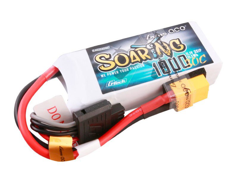 Gens Ace Li-Po G-Tech 3S 11.1V 1000mAh 30C Soaring with XT60 GT3S1000-30X6