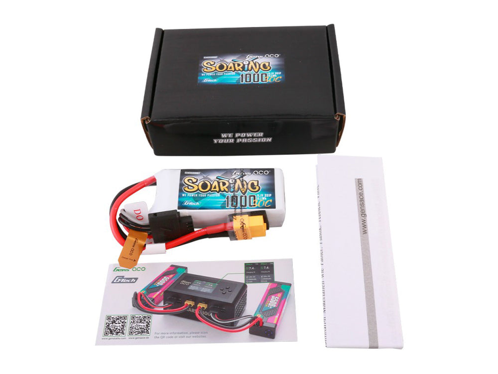 Gens Ace Li-Po G-Tech 3S 11.1V 1000mAh 30C Soaring with XT60 GT3S1000-30X6