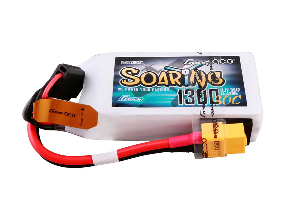 Gens Ace Li-Po G-Tech 3S 11.1V 1300mAh 60C Soaring with XT60 GT3S1300-60X6
